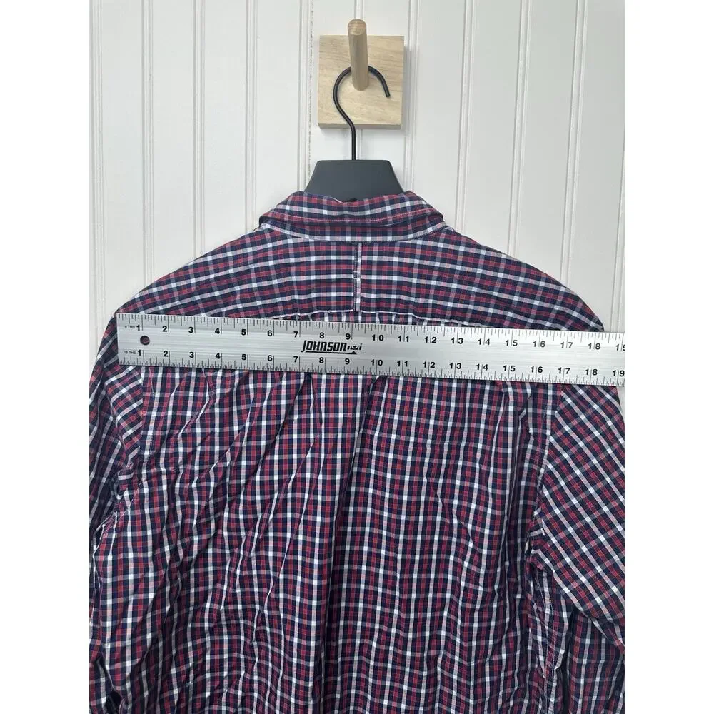 Banana Republic Medium Red Blue Gingham Check Soft‎ Wash Button Front Shirt #45